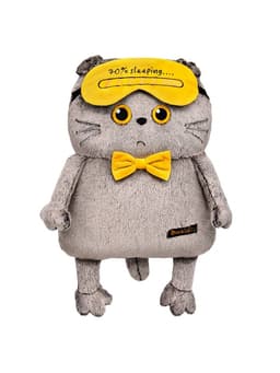 Мягкая игрушка «Кот-подушка в маске для сна», 34 см, МИКС