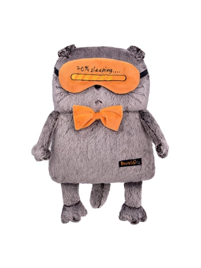 Мягкая игрушка «Кот-подушка в маске для сна», 34 см, МИКС