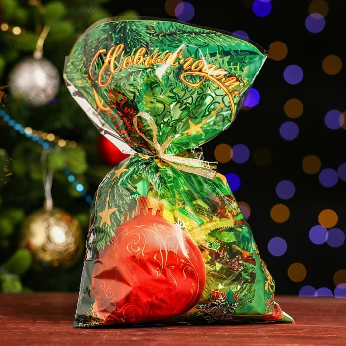 Пакет подарочный новогодний, для сладких подарков «Шар» 25×40 см Новый год