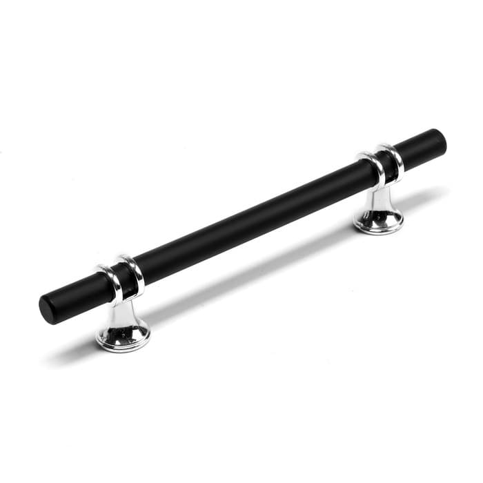 Ручка-скоба CAPPIO CAMDEN, м/о 128 мм, d=12 мм, пластик, цвет хром/черный