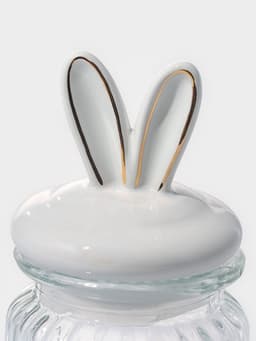 Банка для сыпучих Доляна «Зайка в золотом», 230 мл, с керамической крышкой, стекло, прозрачная