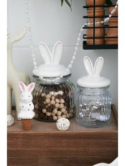 Банка для сыпучих Доляна «Зайка в золотом», 230 мл, с керамической крышкой, стекло, прозрачная