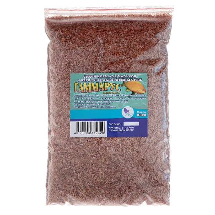 Корм для рыб и черепах «Аквакулинар» Гаммарус измельченный, пакет, 100 г
