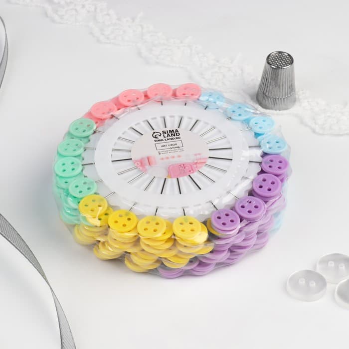 Булавки для квилтинга «Пуговица», 46 мм, 20 шт., разноцветные