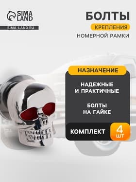 Болт крепления номерной рамки, череп, набор 2 шт.