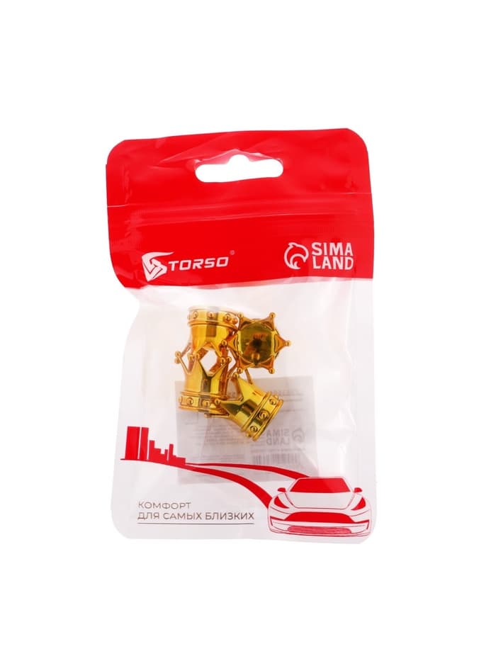 Колпачок на вентиль, TORSO, корона, набор 4 шт.