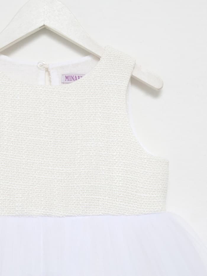 Платье нарядное для девочки MINAKU: PartyDress, белое, рост 110-116 см