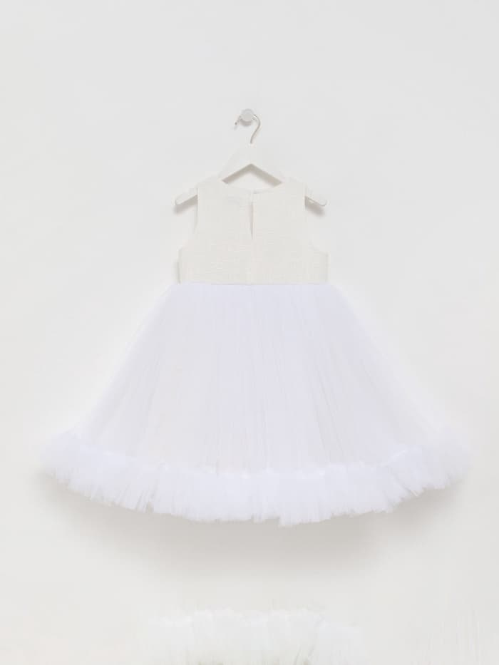 Платье нарядное для девочки MINAKU: PartyDress, белое, рост 116-122 см