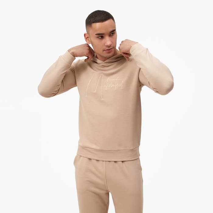 Костюм мужской (худи, брюки) MINAKU Motivated, бежевый, размер 50