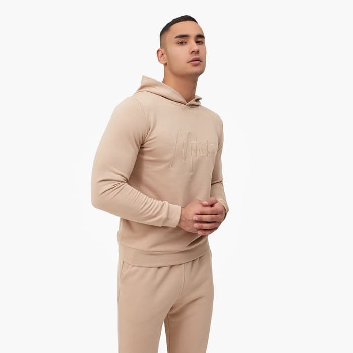 Костюм мужской (худи, брюки) MINAKU Motivated, бежевый, размер 52