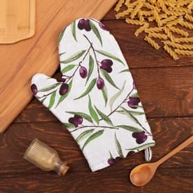 Варежка - прихватка «Доляна» Olives, 20×27 см, 100% хлопок, ватин 250 г/м²