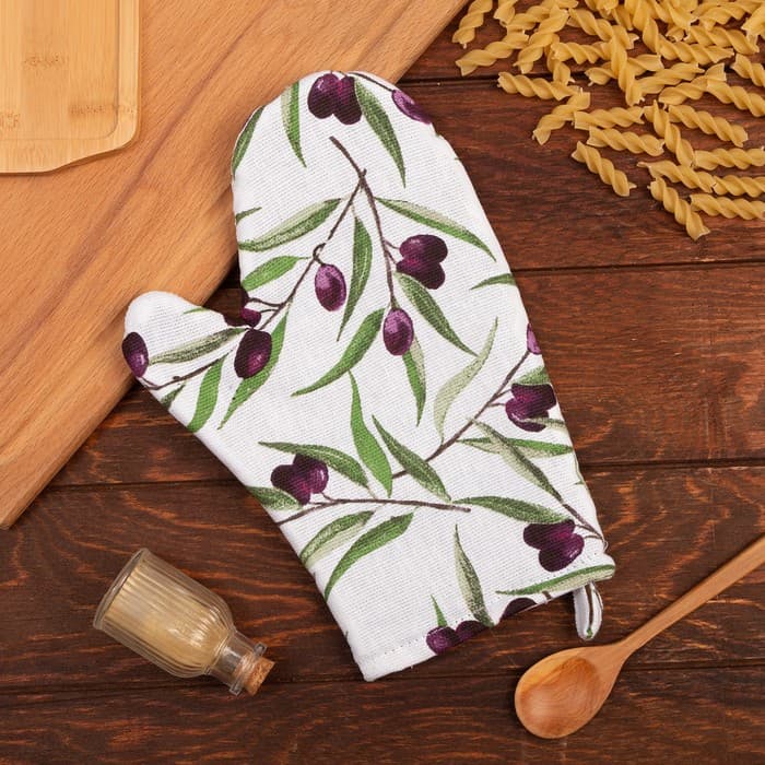 Варежка - прихватка «Доляна» Olives, 20×27 см, 100% хлопок, ватин 250 г/м²