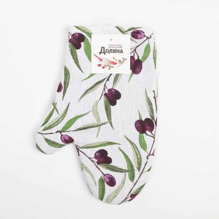 Варежка - прихватка «Доляна» Olives, 20×27 см, 100% хлопок, ватин 250 г/м²