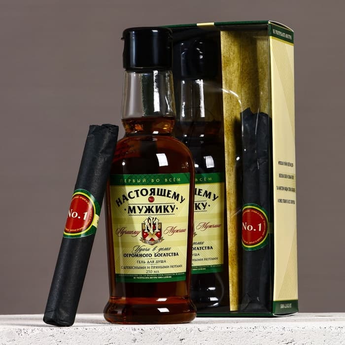 Подарочный набор «Настоящему мужику»: гель для душа коньяк 250 мл и мыло для рук, Чистое счастье