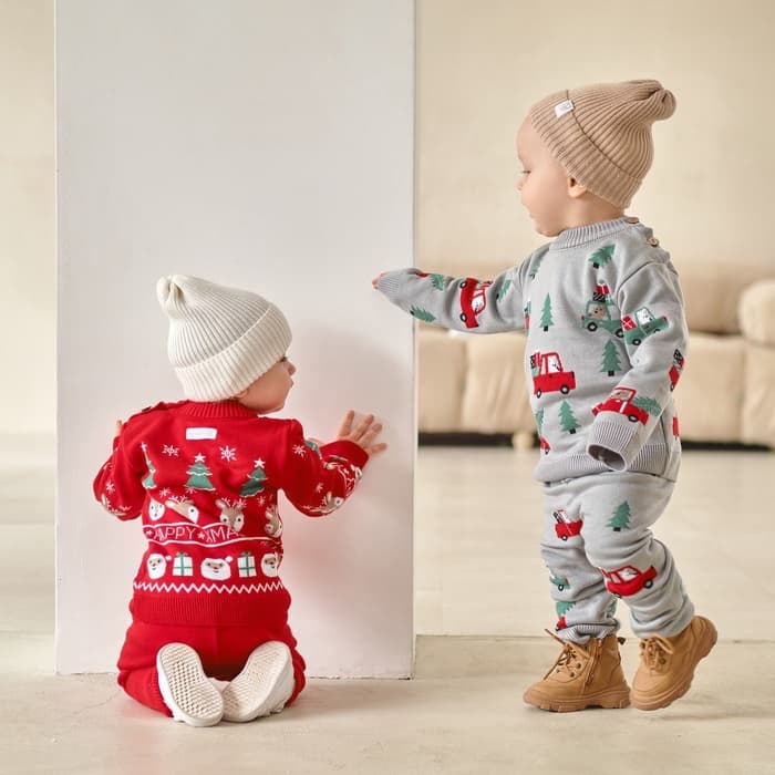Костюм детский вязаный: джемпер, брюки, «Крошка Я» Xmas, рост 68-74 см