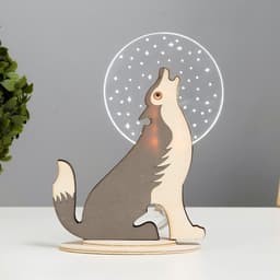 Фигурка световая RISALUX «Волк», 3D ночник, LED, USB, 15×7×18.5 см
