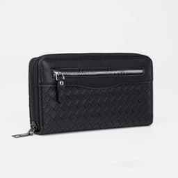 Портмоне мужское на молнии, отдел для купюр, для карт, для монет, цвет чёрный
