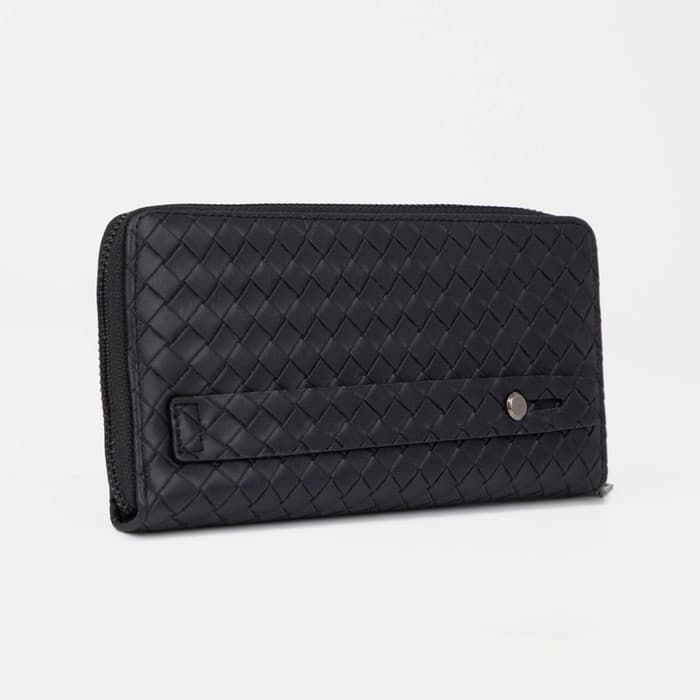 Портмоне мужское на молнии, отдел для купюр, для карт, для монет, цвет чёрный