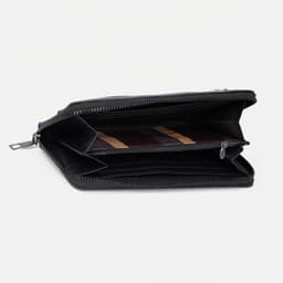 Портмоне мужское на молнии, отдел для купюр, для карт, для монет, цвет чёрный