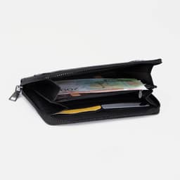 Портмоне мужское на молнии, отдел для купюр, для карт, для монет, цвет чёрный