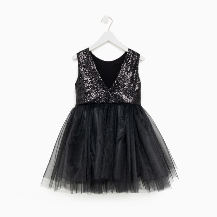 Платье для девочки KAFTAN с пайетками, чёрное, рост 86-92 см