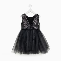 Платье для девочки KAFTAN с пайетками, чёрное, рост 86-92 см