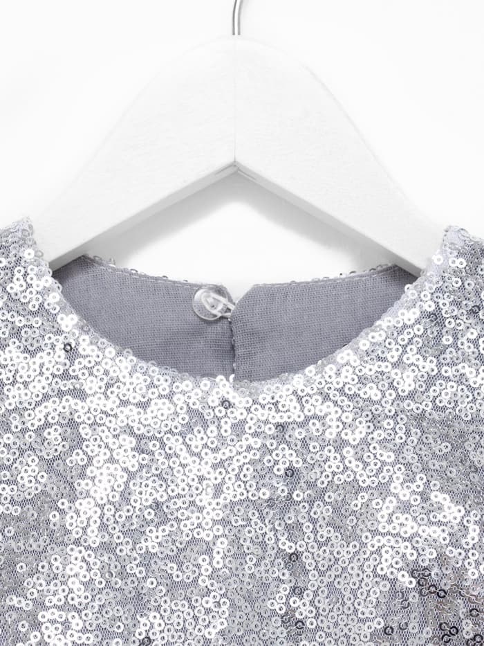 Платье для девочки KAFTAN с пайетками, серебристо-сиреневое, размер 34 (122-128 см)
