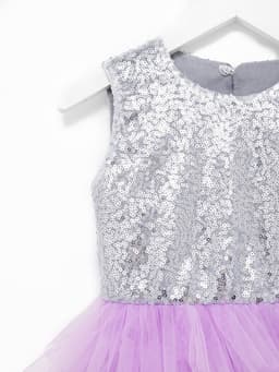 Платье для девочки KAFTAN с пайетками, серебристо-сиреневое, размер 34 (122-128 см)