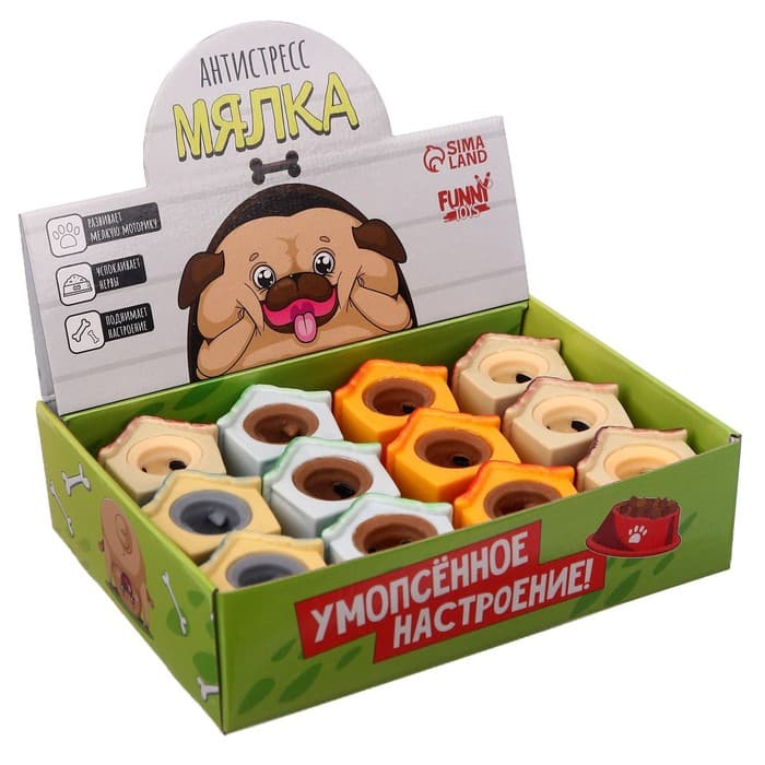 Антистресс сквиш мялка Funny toys «Умопсённое настроение», в шоубоксе, МИКС