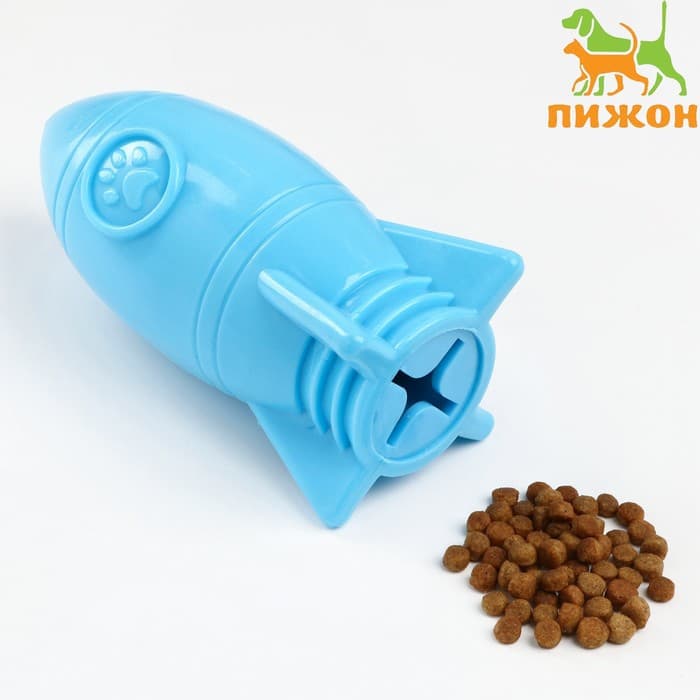 Игрушка под лакомства «Ракета», 7.8×7.8×13.5 см, синяя