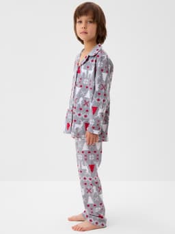 Пижама детская новогодняя: рубашка, брюки, KAFTAN «Скандинавия», серая, рост 86-92 см