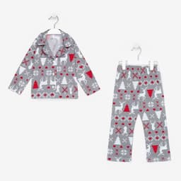 Пижама детская новогодняя: рубашка, брюки, KAFTAN «Скандинавия», серая, рост 86-92 см