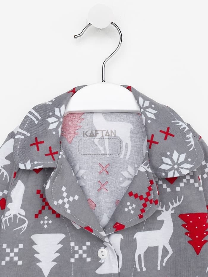 Пижама детская новогодняя: рубашка, брюки, KAFTAN «Скандинавия», серая, рост 86-92 см