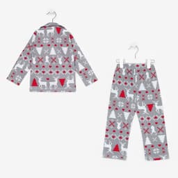 Пижама детская новогодняя: рубашка, брюки, KAFTAN «Скандинавия», серая, рост 122-128 см