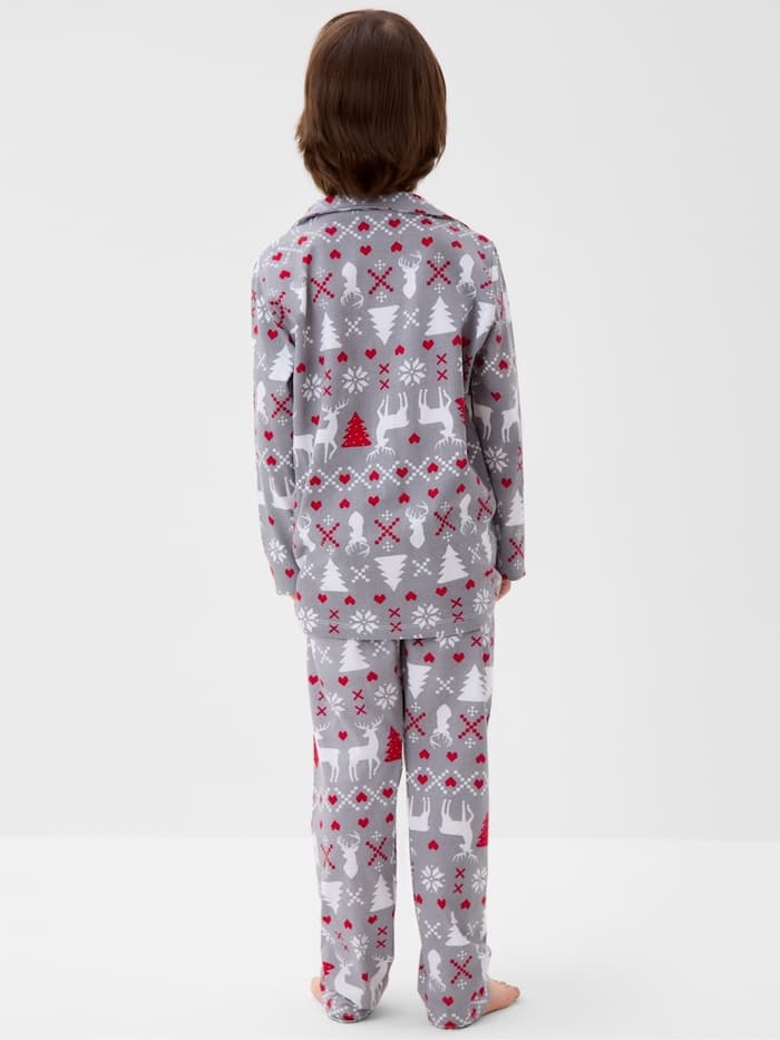Пижама детская новогодняя: рубашка, брюки, KAFTAN «Скандинавия», серая, рост 122-128 см