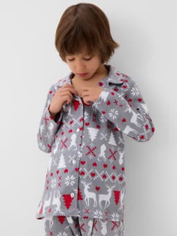 Пижама детская новогодняя: рубашка, брюки, KAFTAN «Скандинавия», серая, рост 122-128 см