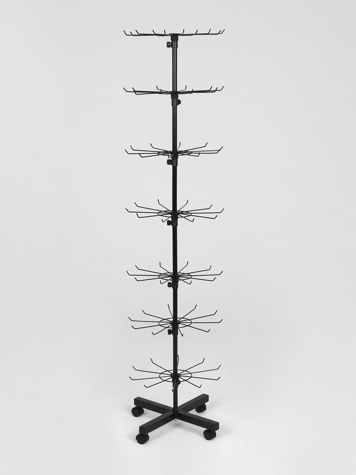 Вертушка, 7 ярусов по 10 крючков, 40×40×170, чёрная