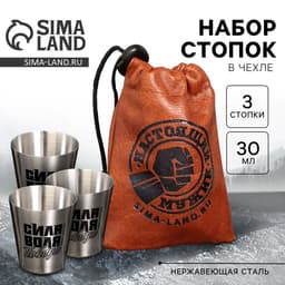 Стопки в чехле «Настоящий мужик», набор 3 шт. × 30 мл