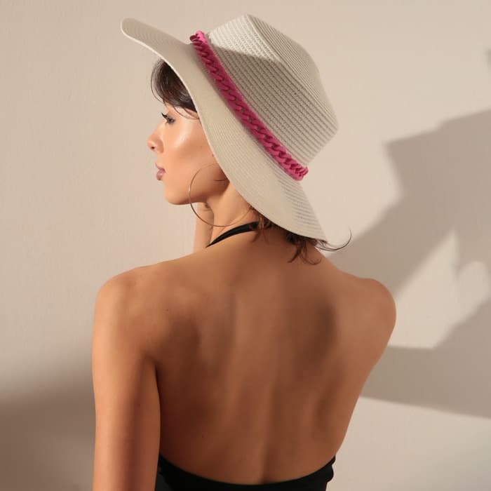 Шляпа женская с цепью MINAKU, белая, размер 56-58