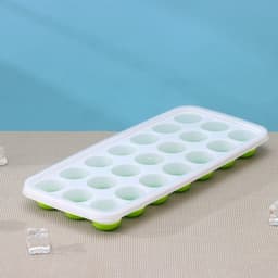 Форма для льда и шоколада с крышкой Доляна, 26×12×2.5 см, 21 ячейка (3×3×2 см), зелёная