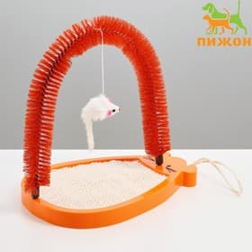 Комплекс для кошек с сизалевой когтеточкой, аркой - чесалкой и мышкой, цвет МИКС