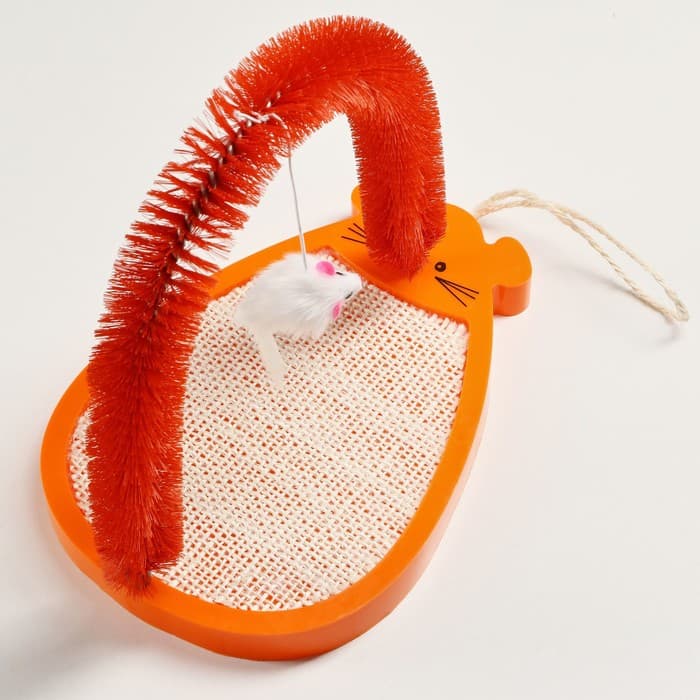 Комплекс для кошек с сизалевой когтеточкой, аркой - чесалкой и мышкой, цвет МИКС