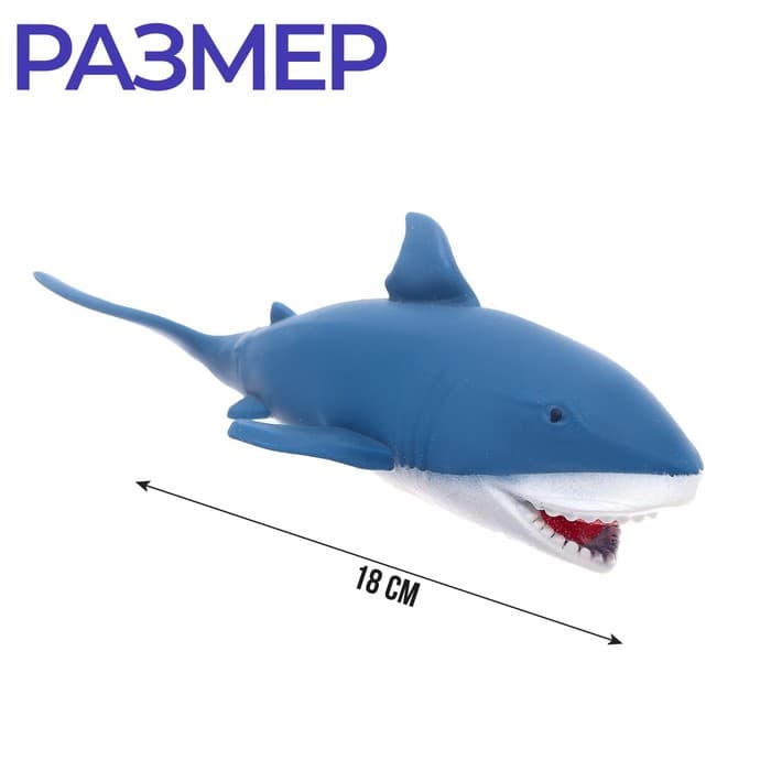 Антистресс сквиш мялка Funny toys «Акула», с песком, тянучка, в шоубоксе