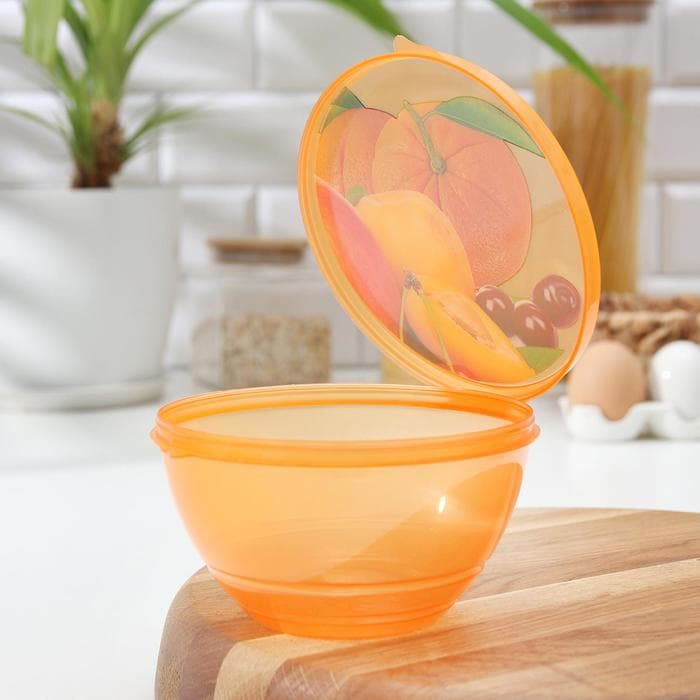 Контейнер для еды Доляна «Сочный фрукт», пластик, 500 мл, оранжевый