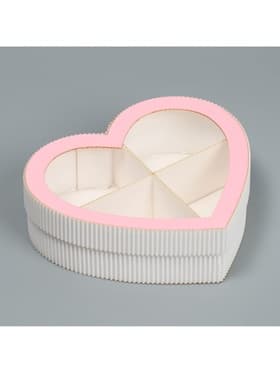 Коробка подарочная, кондитерская упаковка «Сердце», розовая 18×16.5×5 см