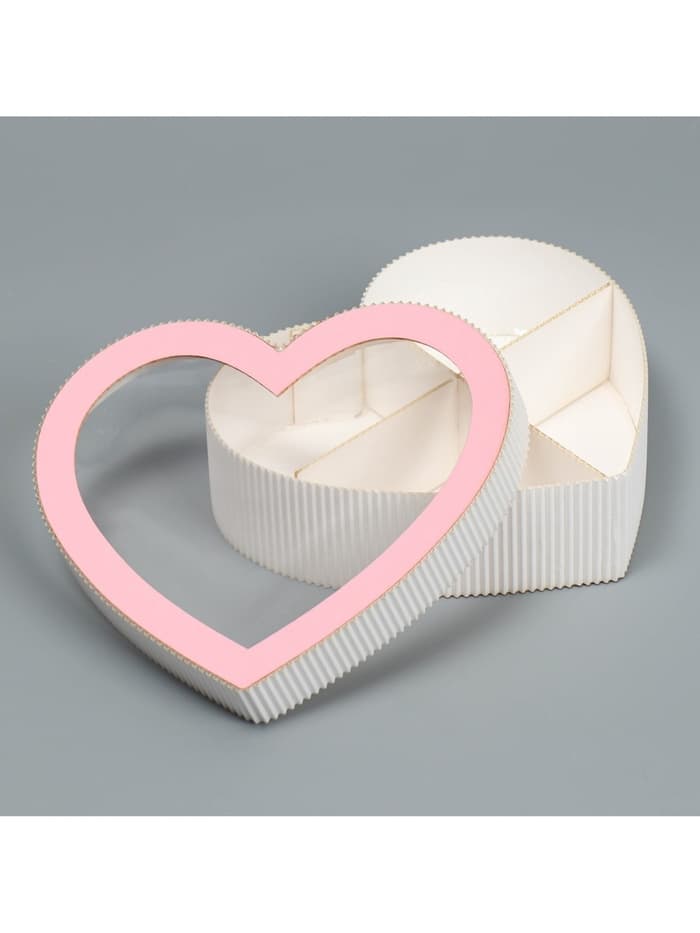 Коробка подарочная, кондитерская упаковка «Сердце», розовая 18×16.5×5 см