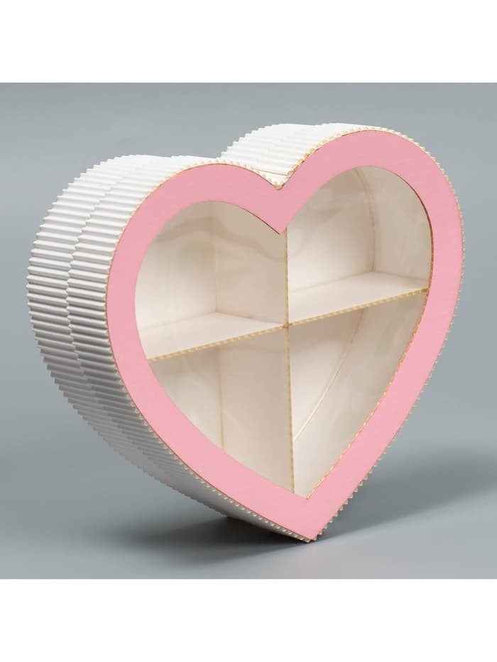 Коробка подарочная, кондитерская упаковка «Сердце», розовая 18×16.5×5 см