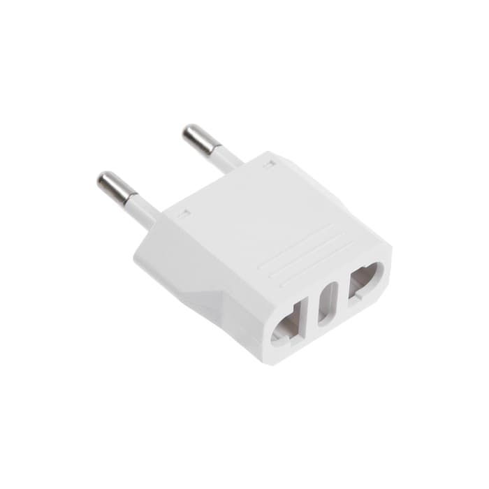Переходник с американской вилки на евророзетку, плоский, 6 А, белый, 220 В