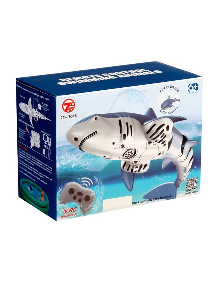 Акула радиоуправляемая «Белая», плавает, брызгает водой, работает от аккумулятора, цвет синий