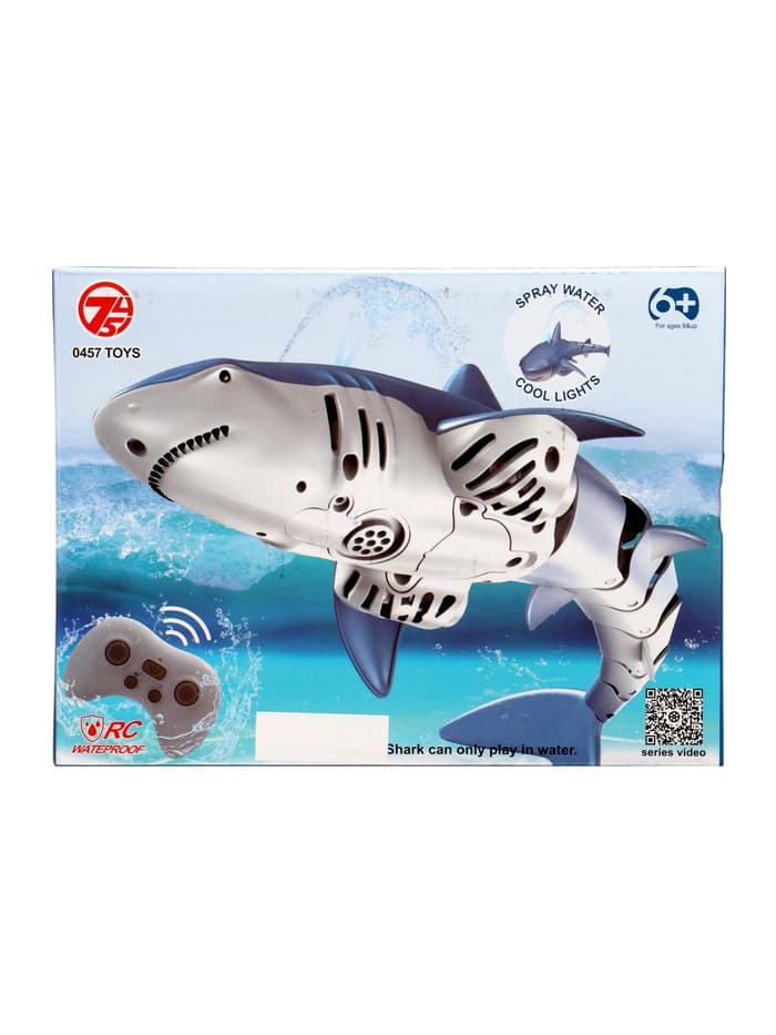 Акула радиоуправляемая «Белая», плавает, брызгает водой, работает от аккумулятора, цвет синий